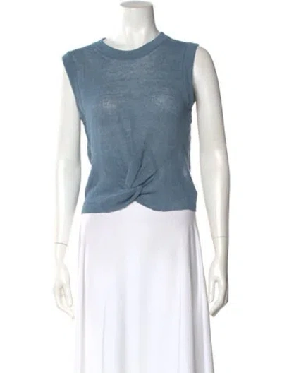 Pre-owned Veronica Beard Crew Neck Sleeveless Crop Top In Blue