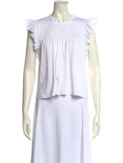 Pre-owned Veronica Beard Crew Neck Sleeveless Crop Top W/ Tags In White