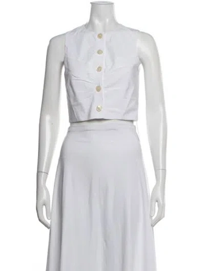 Pre-owned Veronica Beard Crew Neck Sleeveless Crop Top In White