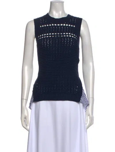 Pre-owned Veronica Beard Crew Neck Sleeveless Top In Blue