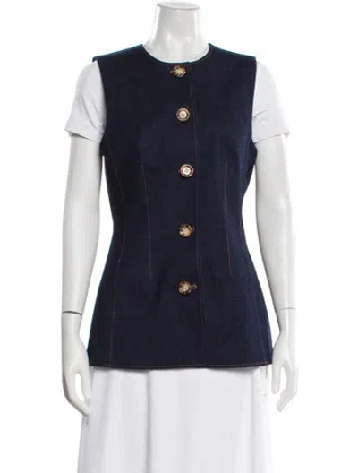 Pre-owned Veronica Beard Crew Neck Sleeveless Top In Blue