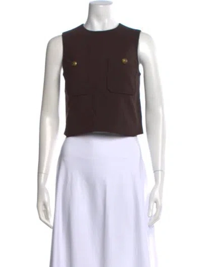 Pre-owned Veronica Beard Crew Neck Sleeveless Top In Brown