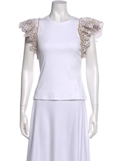 Pre-owned Veronica Beard Crew Neck Sleeveless Top In White