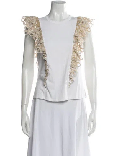 Pre-owned Veronica Beard Crew Neck Sleeveless Top In White