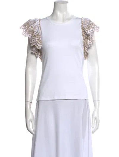 Pre-owned Veronica Beard Crew Neck Sleeveless Top In White