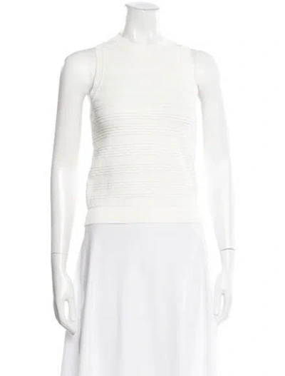 Pre-owned Veronica Beard Crew Neck Sleeveless Top In White
