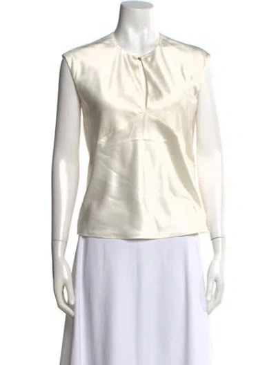 Pre-owned Veronica Beard Crew Neck Sleeveless Top In White