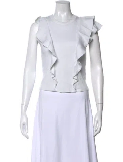 Pre-owned Veronica Beard Crew Neck Sleeveless Top In White