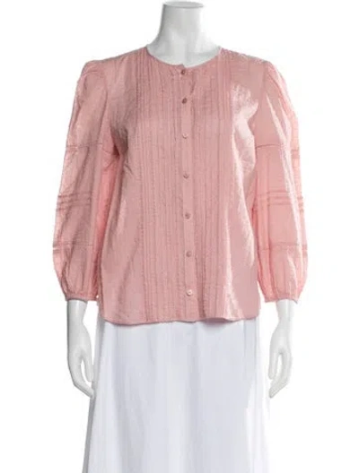 Pre-owned Veronica Beard Crew Neck Three-quarter Sleeve Blouse In Pink