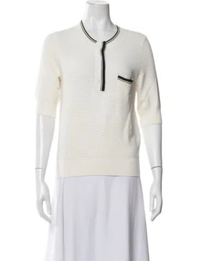 Pre-owned Veronica Beard Crew Neck Three-quarter Sleeve Polo In Neutral
