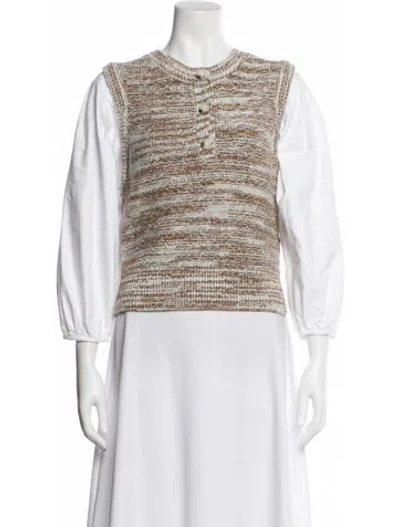 Pre-owned Veronica Beard Crew Neck Three-quarter Sleeve Sweatshirt In Neutral