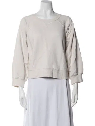 Pre-owned Veronica Beard Crew Neck Three-quarter Sleeve Sweatshirt In White