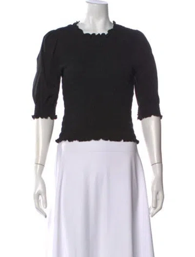 Pre-owned Veronica Beard Crew Neck Three-quarter Sleeve Top In Black