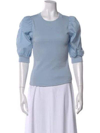 Pre-owned Veronica Beard Crew Neck Three-quarter Sleeve Top In Blue