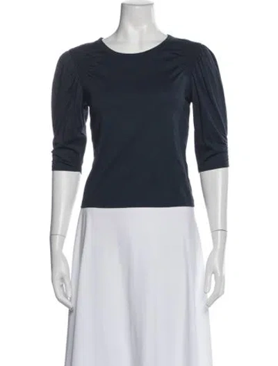Pre-owned Veronica Beard Crew Neck Three-quarter Sleeve Top In Blue