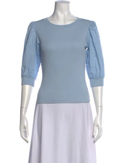 Pre-owned Veronica Beard Crew Neck Three-quarter Sleeve Top In Blue