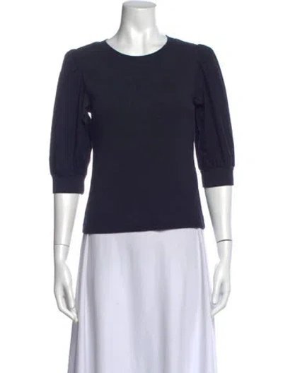 Pre-owned Veronica Beard Crew Neck Three-quarter Sleeve Top In Blue
