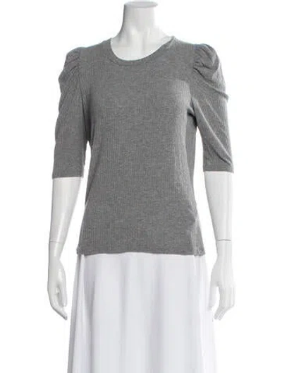 Pre-owned Veronica Beard Crew Neck Three-quarter Sleeve Top In Gray