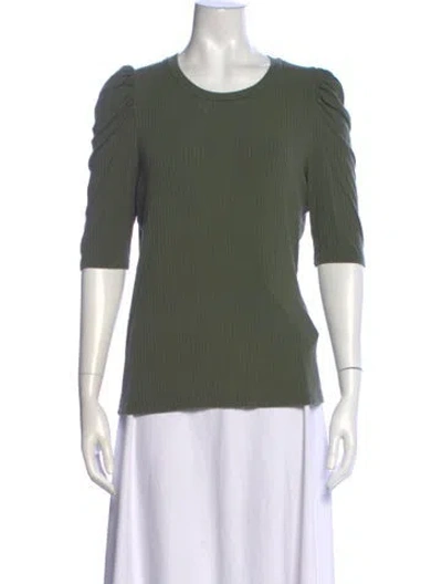 Pre-owned Veronica Beard Crew Neck Three-quarter Sleeve Top In Green