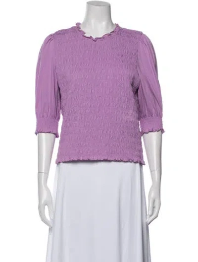 Pre-owned Veronica Beard Crew Neck Three-quarter Sleeve Top In Purple