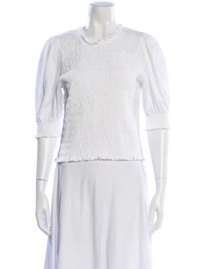 Pre-owned Veronica Beard Crew Neck Three-quarter Sleeve Top In White