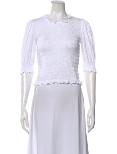 Pre-owned Veronica Beard Crew Neck Three-quarter Sleeve Top In White