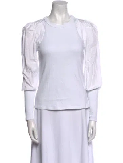 Pre-owned Veronica Beard Crew Neck Three-quarter Sleeve Top In White