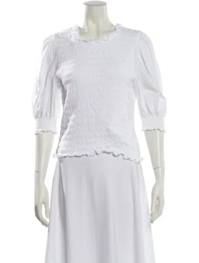 Pre-owned Veronica Beard Crew Neck Three-quarter Sleeve Top In White