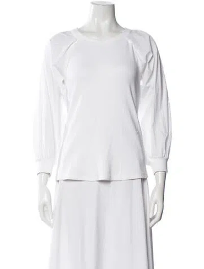 Pre-owned Veronica Beard Crew Neck Three-quarter Sleeve Top In White