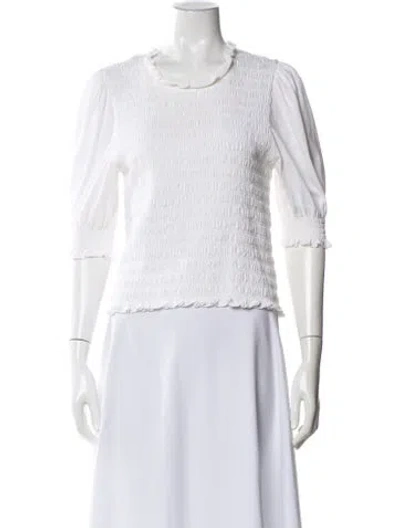 Pre-owned Veronica Beard Crew Neck Three-quarter Sleeve Top In White