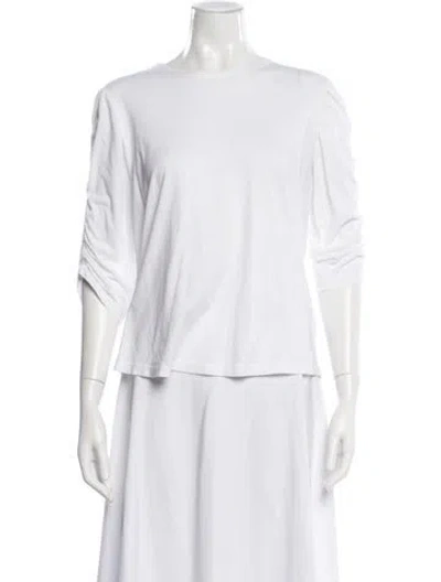 Pre-owned Veronica Beard Crew Neck Three-quarter Sleeve Top In White