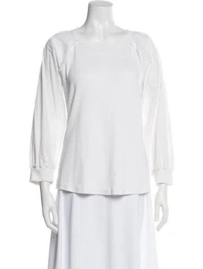 Pre-owned Veronica Beard Crew Neck Three-quarter Sleeve Top In White