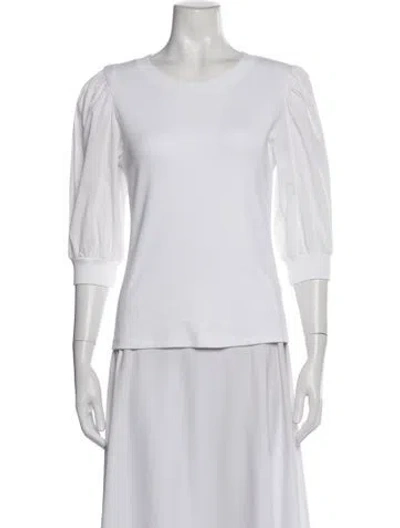 Pre-owned Veronica Beard Crew Neck Three-quarter Sleeve Top In White