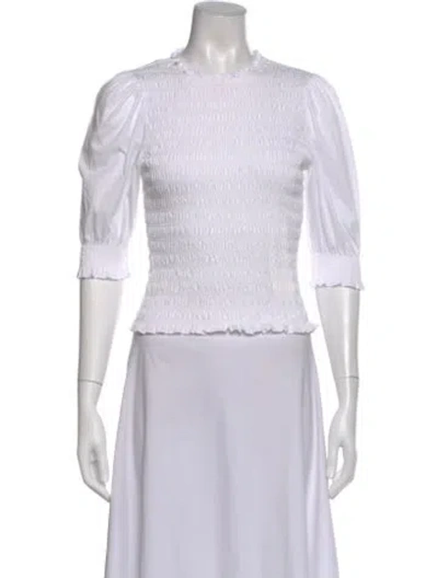 Pre-owned Veronica Beard Crew Neck Three-quarter Sleeve Top In White