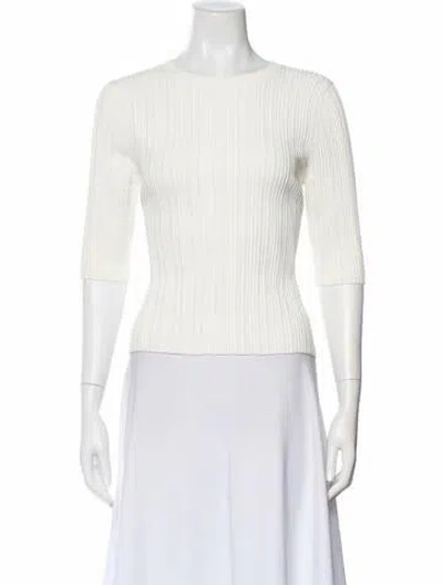 Pre-owned Veronica Beard Crew Neck Three-quarter Sleeve Top In White