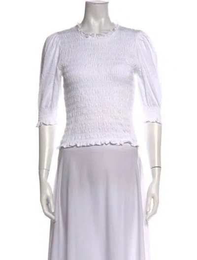 Pre-owned Veronica Beard Crew Neck Three-quarter Sleeve Top In White