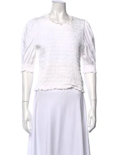 Pre-owned Veronica Beard Crew Neck Three-quarter Sleeve Top In White