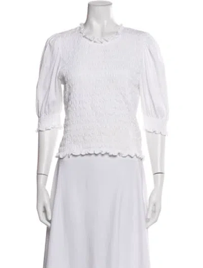 Pre-owned Veronica Beard Crew Neck Three-quarter Sleeve Top In White