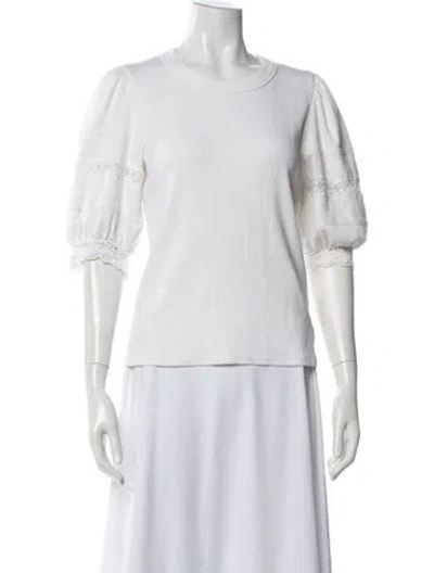Pre-owned Veronica Beard Crew Neck Three-quarter Sleeve Top In White