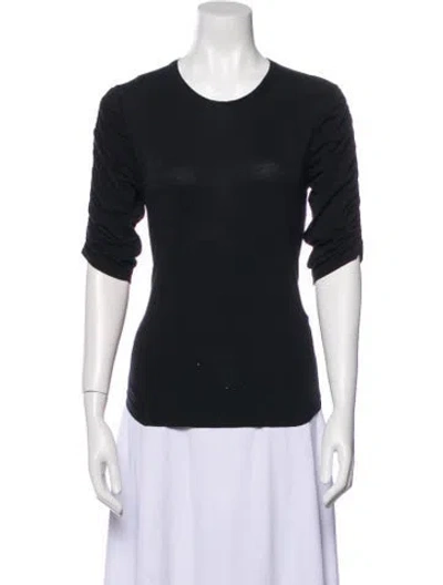 Pre-owned Veronica Beard Crew Neck Three-quarter Sleeve T-shirt In Black