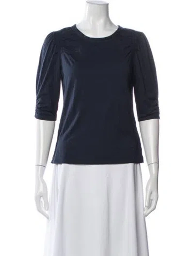 Pre-owned Veronica Beard Crew Neck Three-quarter Sleeve T-shirt In Blue