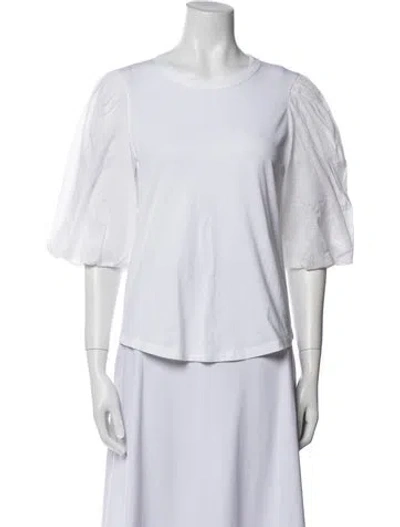 Pre-owned Veronica Beard Crew Neck Three-quarter Sleeve T-shirt W/ Tags In White