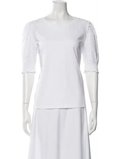 Pre-owned Veronica Beard Crew Neck Three-quarter Sleeve T-shirt In White