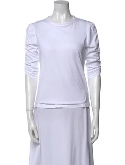 Pre-owned Veronica Beard Crew Neck Three-quarter Sleeve T-shirt In White
