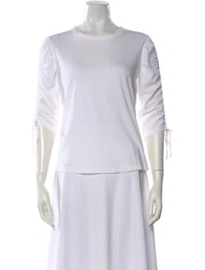 Pre-owned Veronica Beard Crew Neck Three-quarter Sleeve T-shirt In White