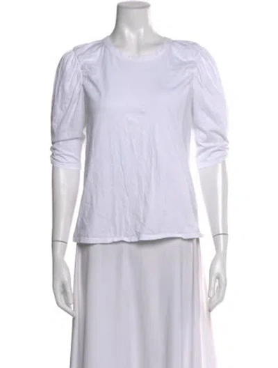 Pre-owned Veronica Beard Crew Neck Three-quarter Sleeve T-shirt In White