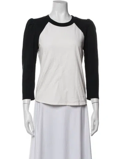 Pre-owned Veronica Beard Crew Neck Three-quarter Sleeve T-shirt In White
