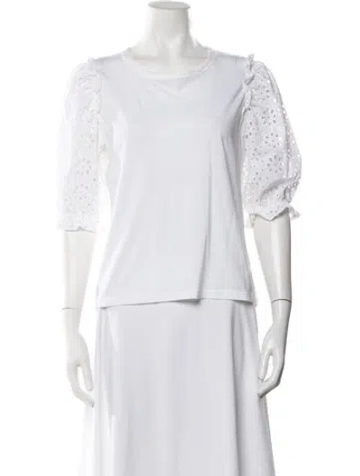 Pre-owned Veronica Beard Crew Neck Three-quarter Sleeve T-shirt In White