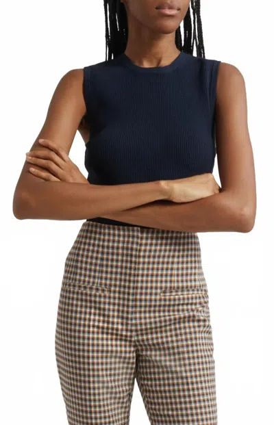 Veronica Beard Crewneck Sid Sleeveless Pullover In Navy In Multi