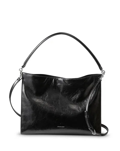 Veronica Beard Crinkle Leather Shoulder Bag In Blue